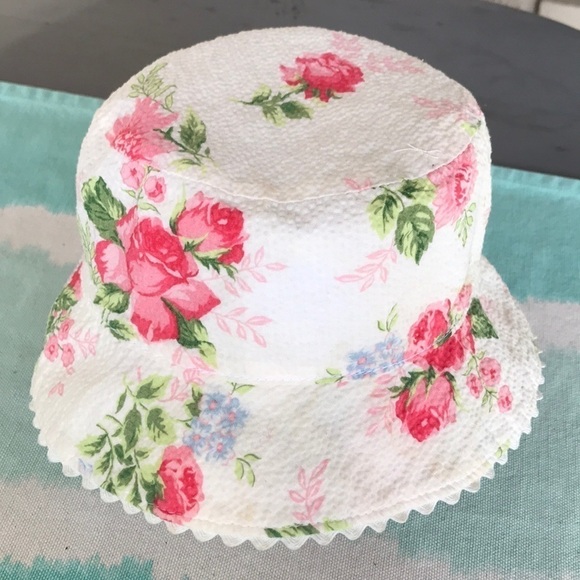 Baby Gap‎ Floral Print Scalloped Hem Bucket Hat Sz 12-24 Months - Picture 1 of 7